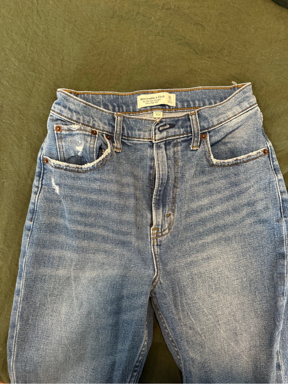 Abercrombie & Fitch Medium Blue Ultra High-Rise Straight Jeans